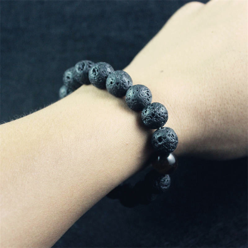 Bracelet de guérison de la paix en pierre de lave et œil de tigre en Buddha Stones
