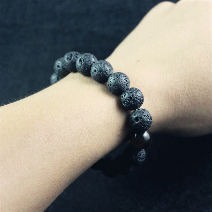 Bracelet de guérison de la paix en pierre de lave et œil de tigre en Buddha Stones