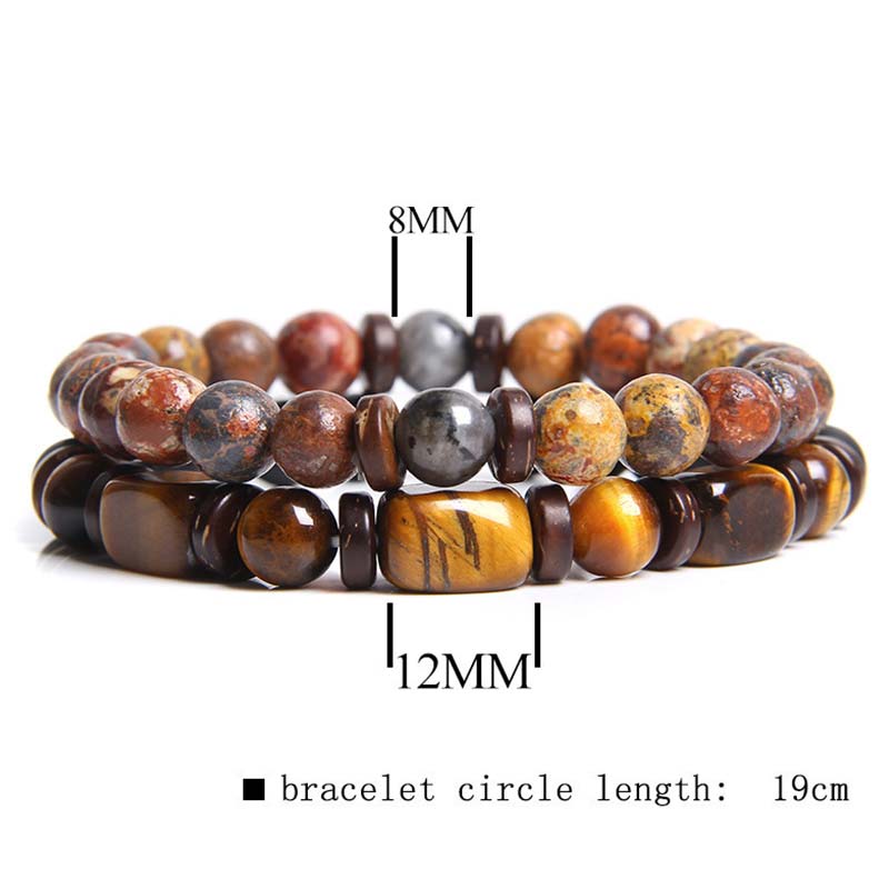 Bracelet de perles œil de tigre en cristal de guérison en Buddha Stones 2 pièces