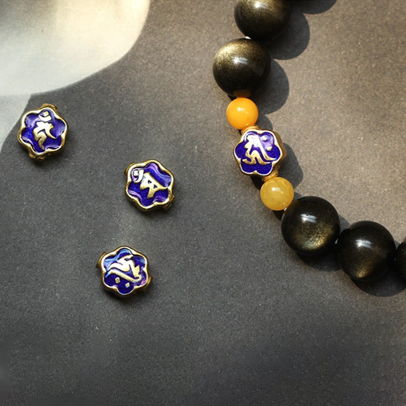 Bracelet de protection de richesse en obsidienne et ambre en argent sterling 925 avec Buddha Stones et zodiaque chinois