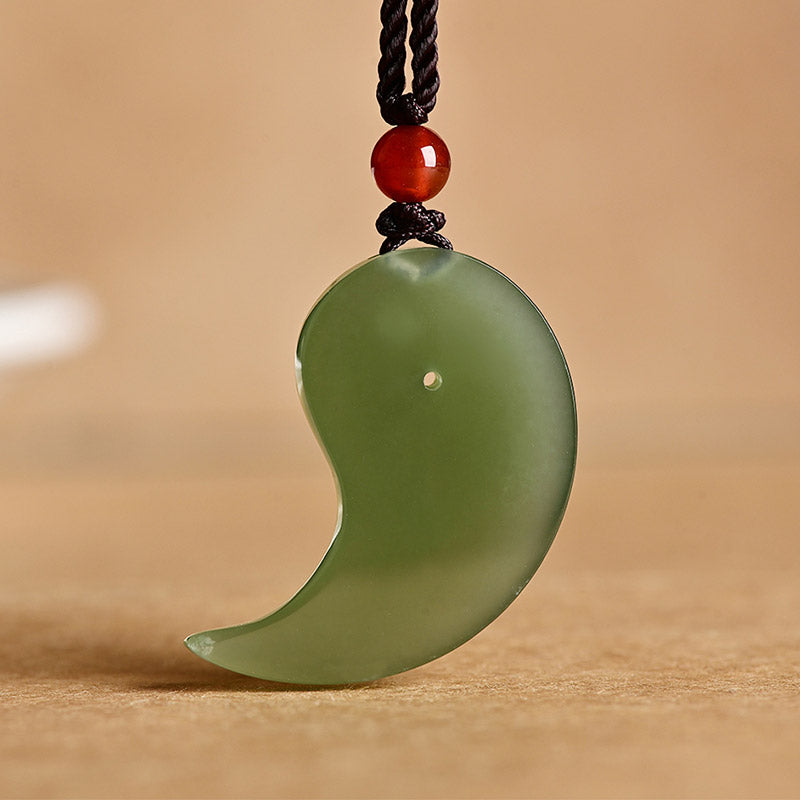Collier pendentif en corde de protection en jade blanc et jade cyan Yin Yang - image 4