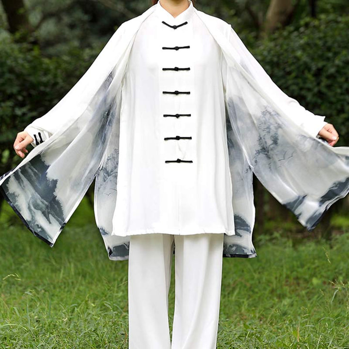 Ensemble de vêtements unisexe 3 pièces pour peinture à l'encre, méditation, prière, spirituel, zen, tai-chi, qigong