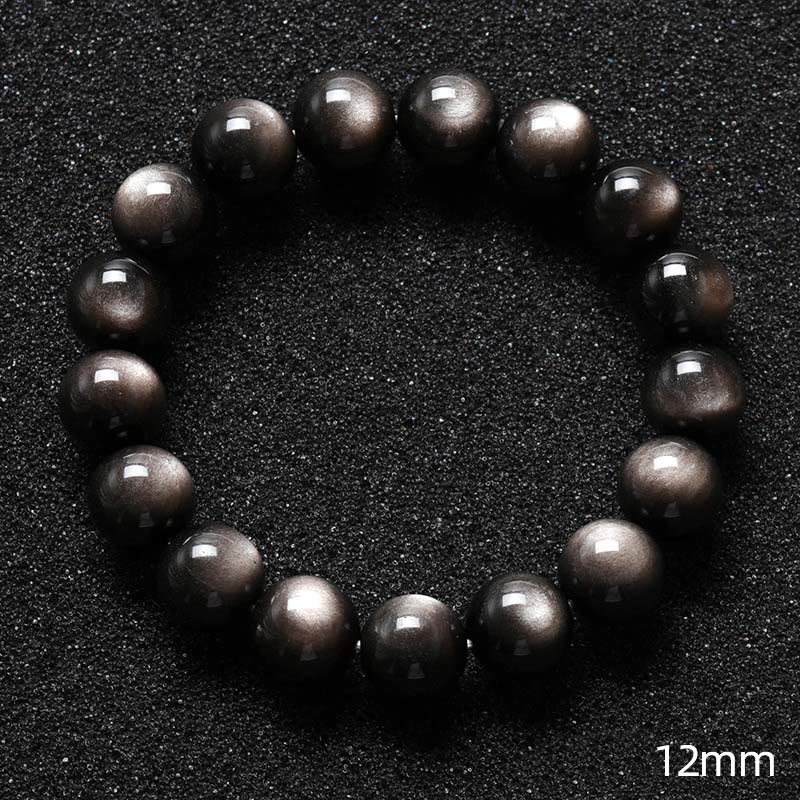 Bracelet de protection apaisant en obsidienne naturelle argentée de Buddha Stones