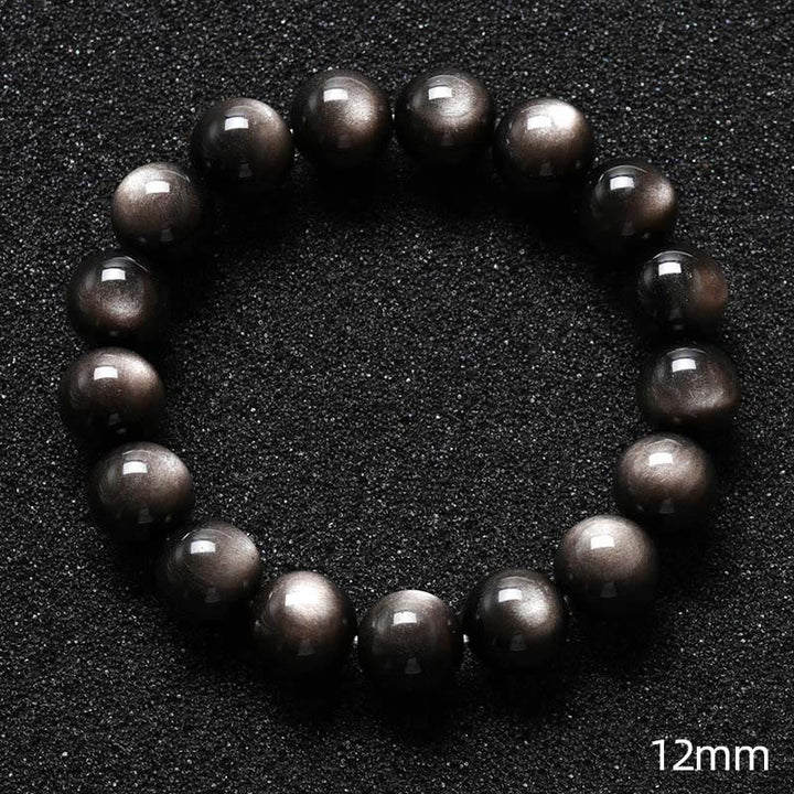 Bracelet de protection apaisant en obsidienne naturelle argentée de Buddha Stones