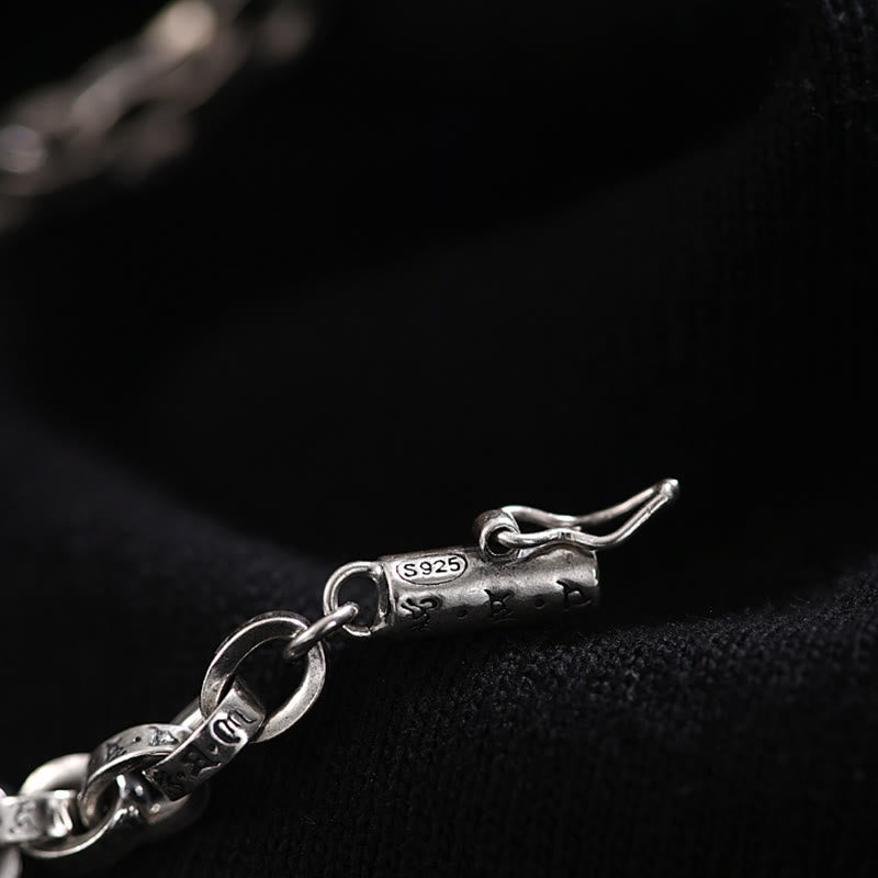 Bracelet en métal créatif sculpté Buddha Stones en argent sterling 925 Om Mani Padme Hum