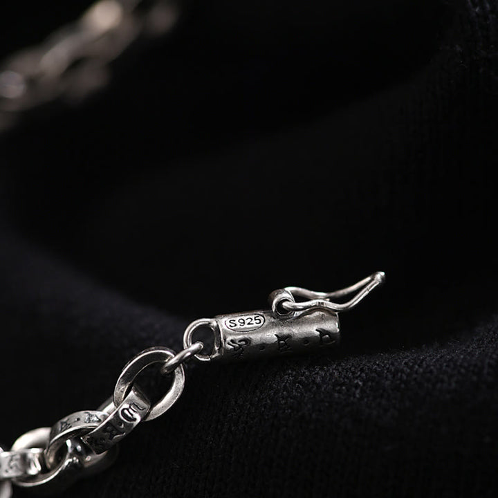 Bracelet en métal créatif sculpté Buddha Stones en argent sterling 925 Om Mani Padme Hum