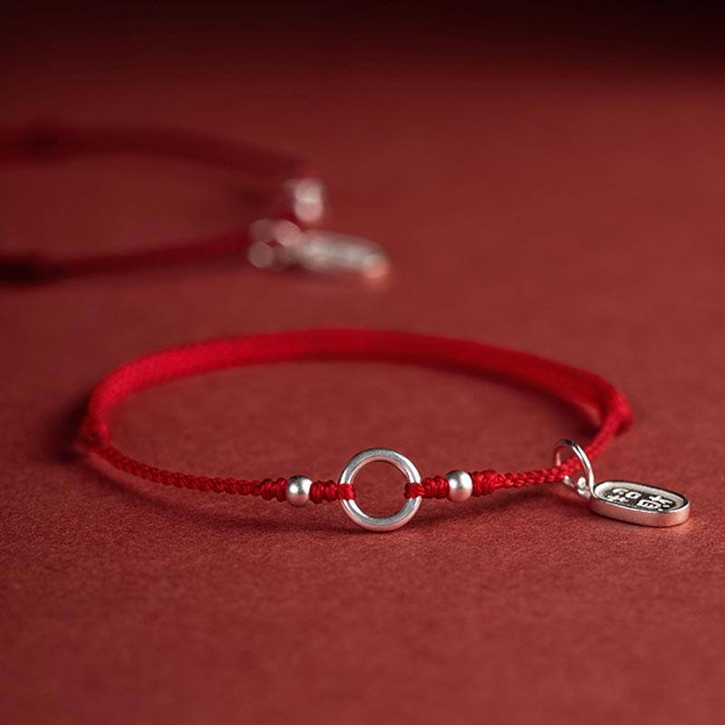 Bracelet en argent sterling 925 avec Buddha Stones et cordon rouge porte-bonheur, paix, joie, lotus, paix