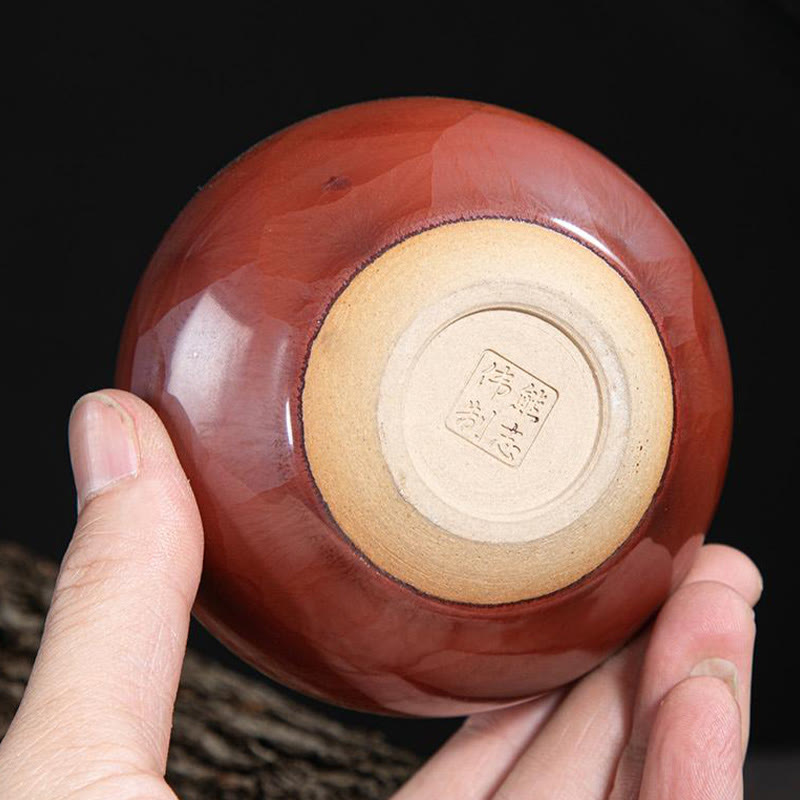 Tasse à thé en céramique faite à la main avec Buddha Stones, motif de lotus chinois Jianzhan, tasse à thé Kung Fu