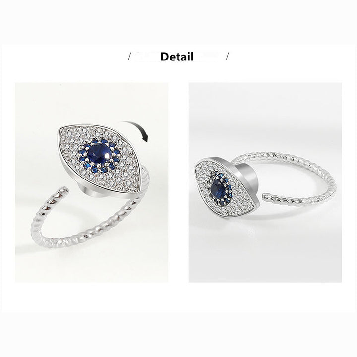 Bague rotative en argent sterling 925 avec protection contre le mauvais œil