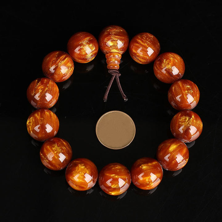 Bracelet Mala positif de réussite en saule de mer doré Buddha Stones
