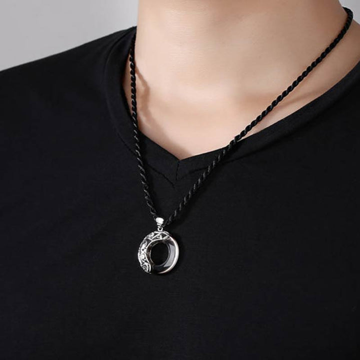 Collier pendentif rond en obsidienne glacée avec 12 constellations du zodiaque de Buddha Stones - image 27