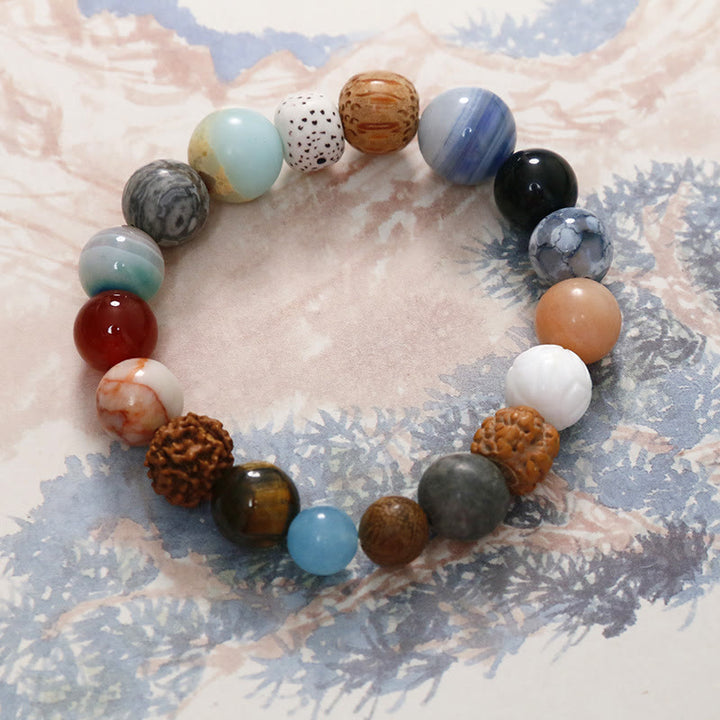 Bracelet en pierre de cristal de graine de Bodhi naturelle en agate de Buddha Stones pour éloigner les mauvais esprits