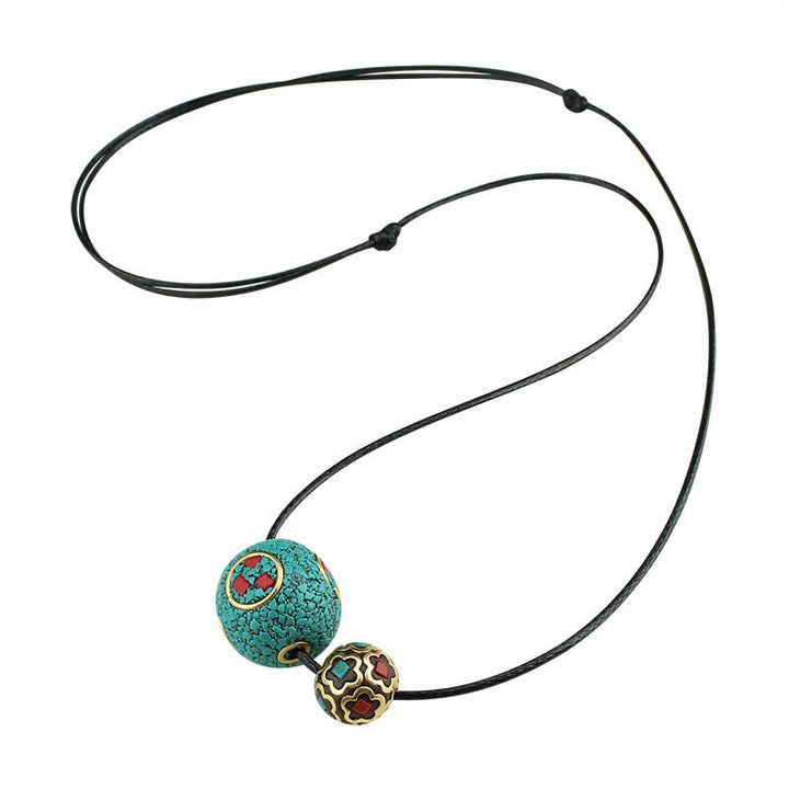 Collier avec Buddha Stones et double perle turquoise tibétaine pour la protection et la force