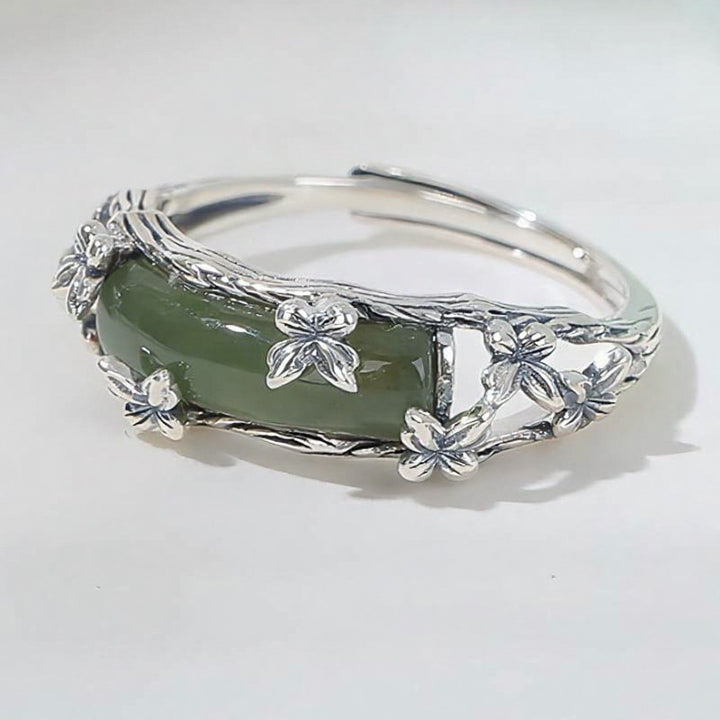 Buddha Stones Bague papillon de jade d'inspiration chinoise, symbole de protection et d'amour - image 2
