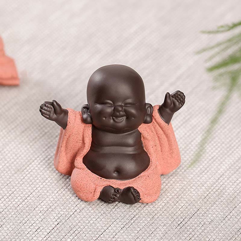 Buddha Stones Toujours Souriant Bouddha Rieur Richesse Chance Argile Violette Statue Maitreya Décoration - image 4