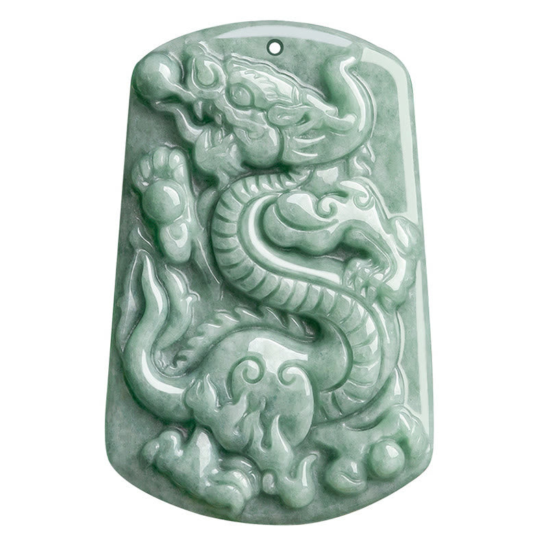 Collier pendentif amulette de succès en jade avec Buddha Stones Année du Dragon Zodiaque chinois