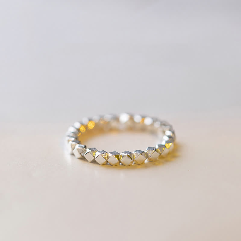 Bague de bénédiction en perles en argent sterling 925 avec Buddha Stones