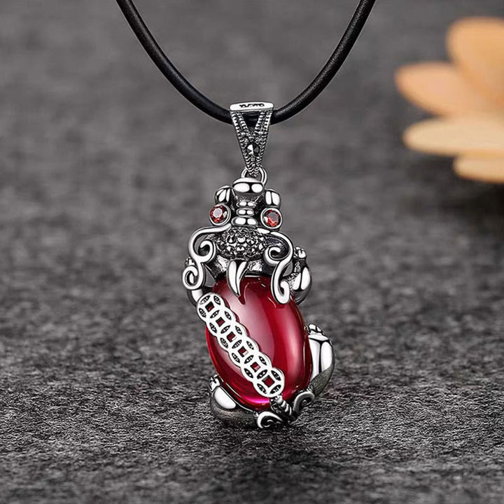 Collier pendentif en cuivre avec Buddha Stones PiXiu Grenat et pièce de monnaie en cuivre - image 7