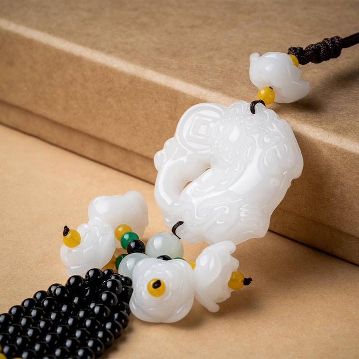 Pendentif de voiture en Buddha Stones FengShui Jade PiXiu Bénédiction Décoration