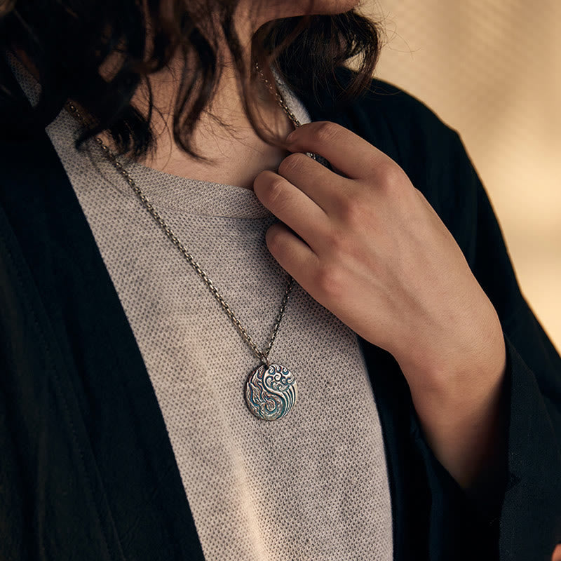 Collier pendentif équilibre Yin Yang eau et feu en argent sterling 990 avec Buddha Stones - image 11