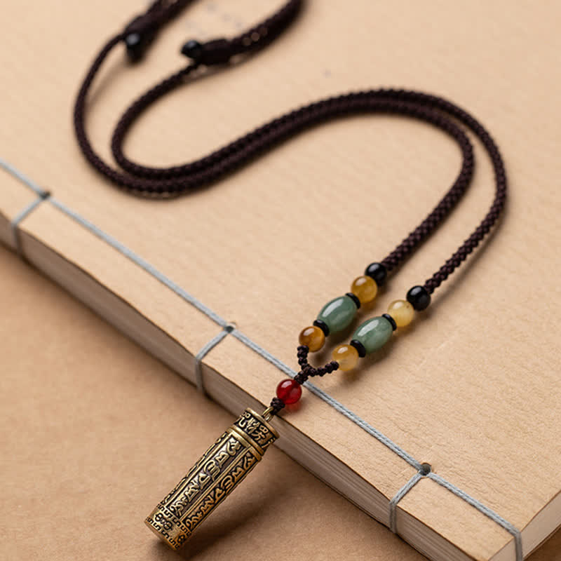 Buddhastoneshop Tibet Om Mani Padme Hum Agate Shurangama Sutra Protection Collier Pendentif - image 7