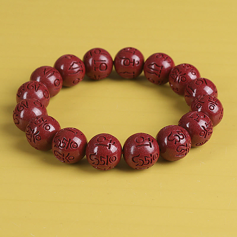 Bracelet de perles de chance et de richesse en Buddha Stones Double PiXiu Cinabre Om Mani Padme Hum
