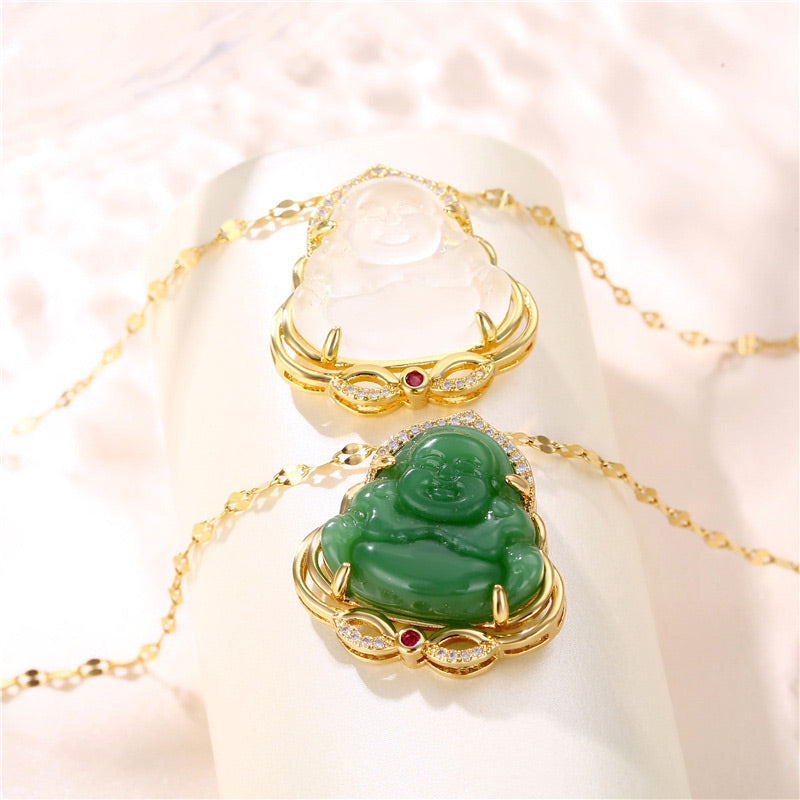 Collier de paix Bouddha rieur naturel en Buddha Stones - image 3