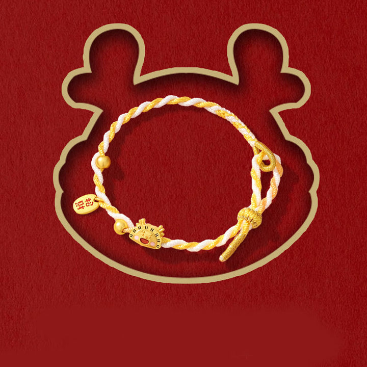 ❗❗❗Une vente flash - Bracelet tressé en argent sterling 925 avec motif boulettes de l'année du dragon de Buddha Stones Stones pour attirer la fortune