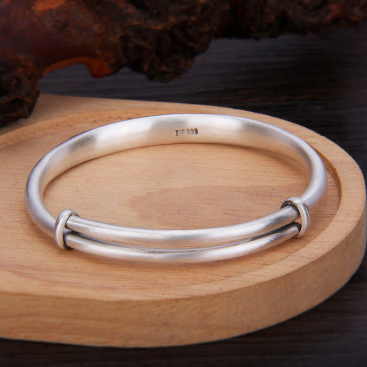 Bracelet jonc porte-bonheur en argent sterling 999 Buddha Stones et poisson koï et lotus