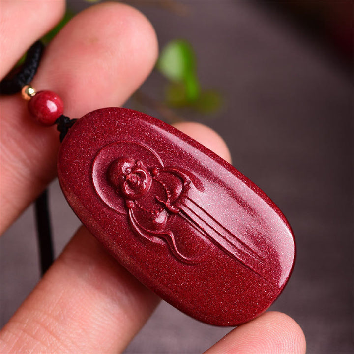 Collier pendentif en Buddha Stones rieur Yin Yang zodiaque chinois gourde cinabre naturel bénédiction - image 3