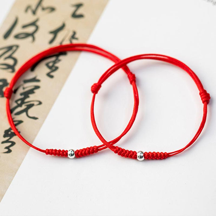 Bracelet tressé en argent sterling 925 avec perles porte-bonheur et protection en fil rouge avec Buddha Stones