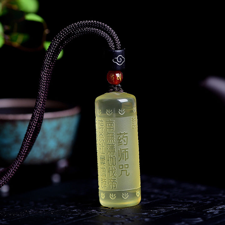 Collier pendentif force bonheur citrine Sutra du cœur