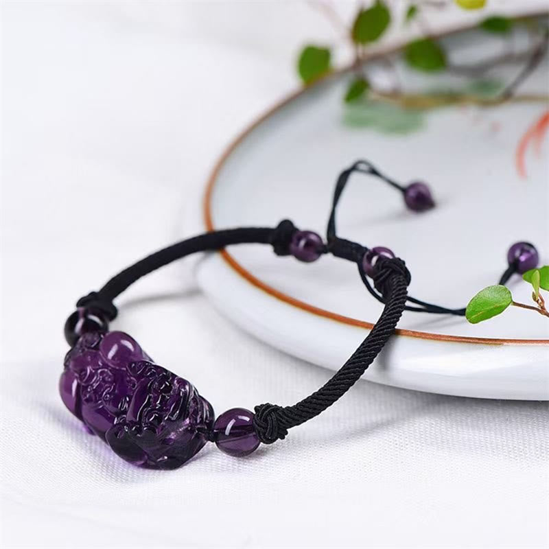 Bracelet de richesse en obsidienne naturelle, améthyste, citrine, PiXiu Cooper