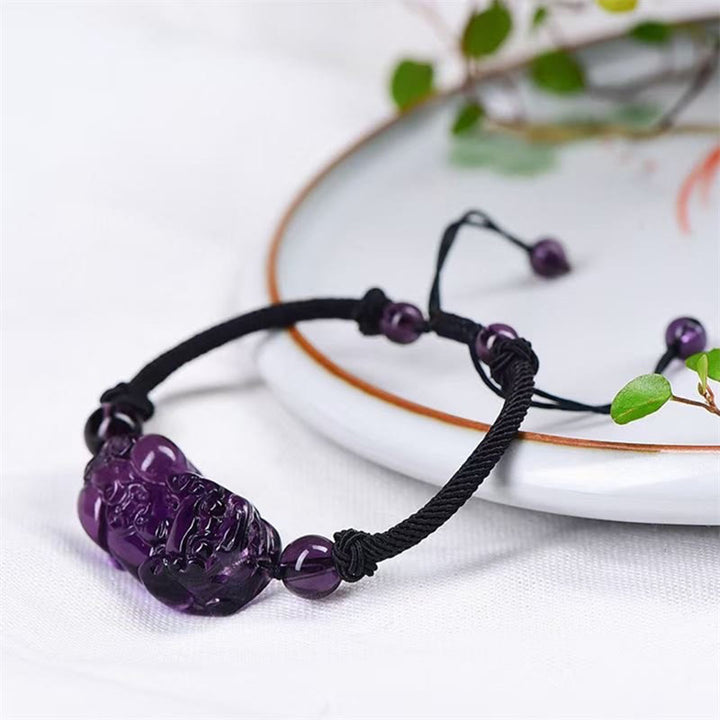 Bracelet de richesse en obsidienne naturelle, améthyste, citrine, PiXiu Cooper