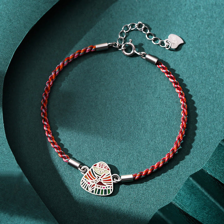 Bracelet artisanal multicolore en argent sterling 925 Buddha Stones et motif Zongzi