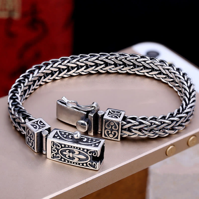 Bracelet de guérison équilibré tressé avec motif de dragon rétro Buddha Stones