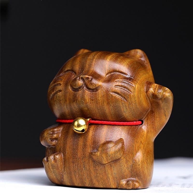 Buddha Stones de Santal Vert Petit Mini Mignon Chat Porte-Bonheur Décorations de Paix - image 1