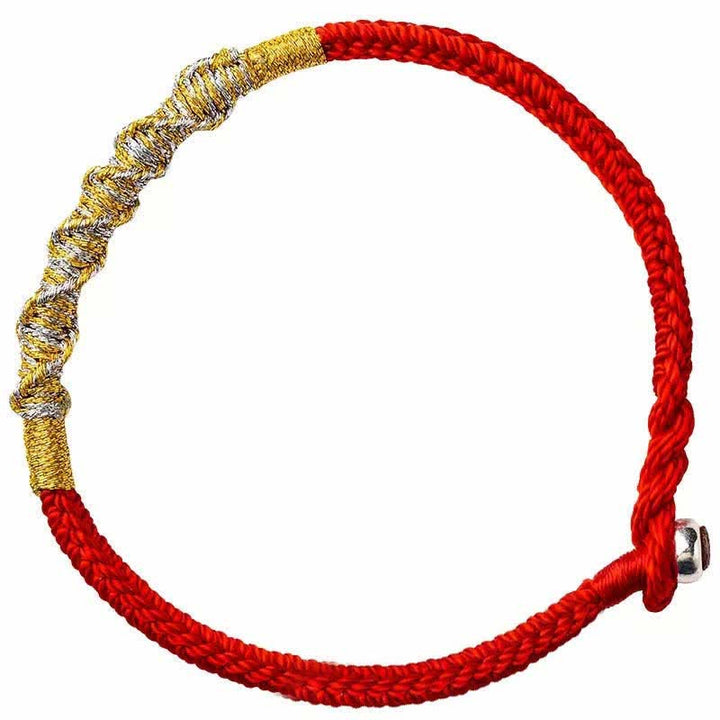 Bracelet tressé en argent sterling 925 avec Buddha Stones et protection en fil rouge