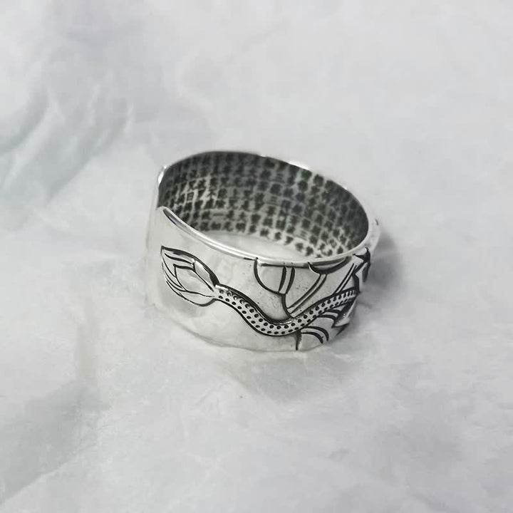Bague de protection Sutra du cœur en argent sterling 999 Buddha Stones - image 6