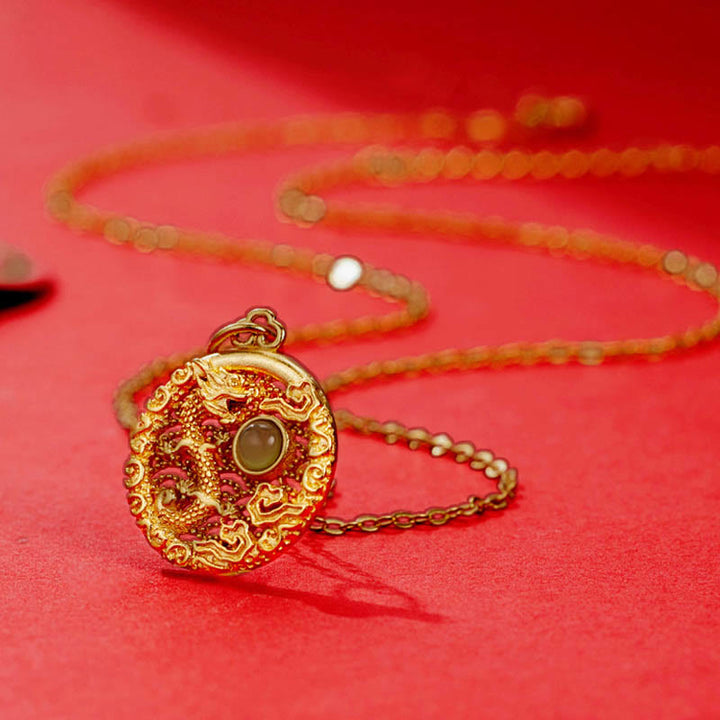 Collier pendentif porte-bonheur en argent sterling 925 Buddha Stones et nuages ​​de bon augure en jade Hetian incrusté de jade Hetian - image 2