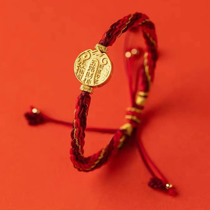 Bracelet tressé fait main en corde de protection avec nœud de réincarnation et Buddha Stones, cinq directions, dieux de la richesse