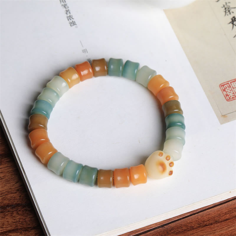 Bracelet de sagesse en forme de patte de chat avec graines de Bodhi colorées et Buddha Stones - image 3