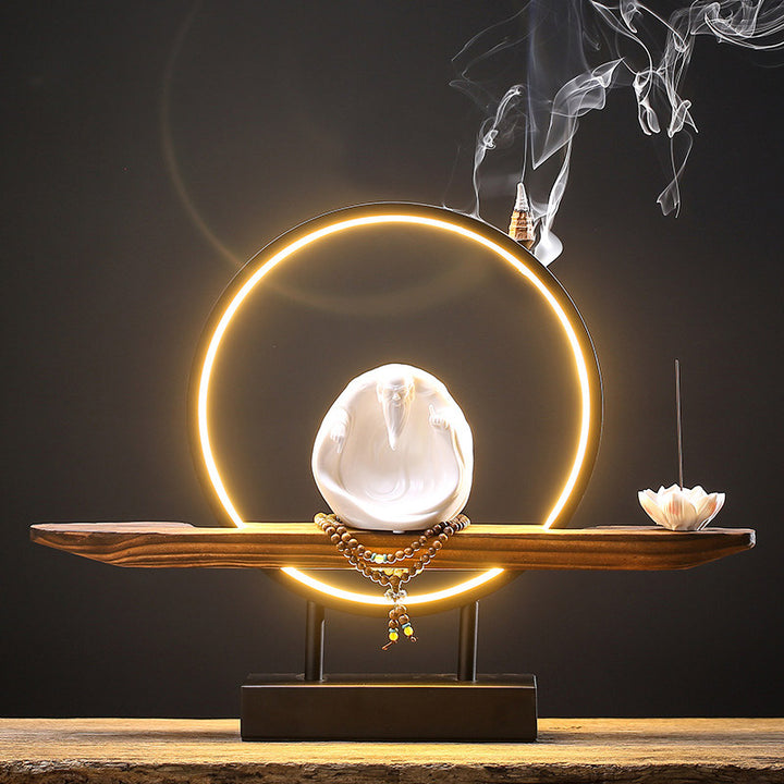 Buddha Stones Bouddha Avalokitesvara Céramique Lotus Relaxation Brûleur d'encens Décoration - Lao Tseu - image 22