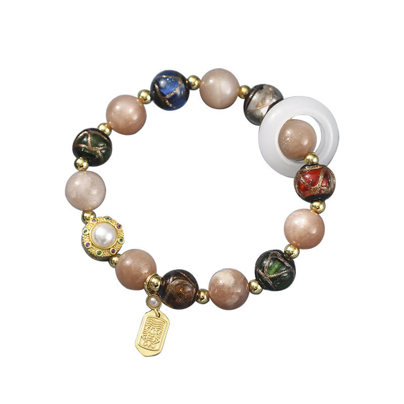 Buddha Stones Encens tibétain Cendres Verre Liuli Pierre Tridacna Pierre de Soleil Om Mani Padme Hum Bracelet à breloques pour roue de prière