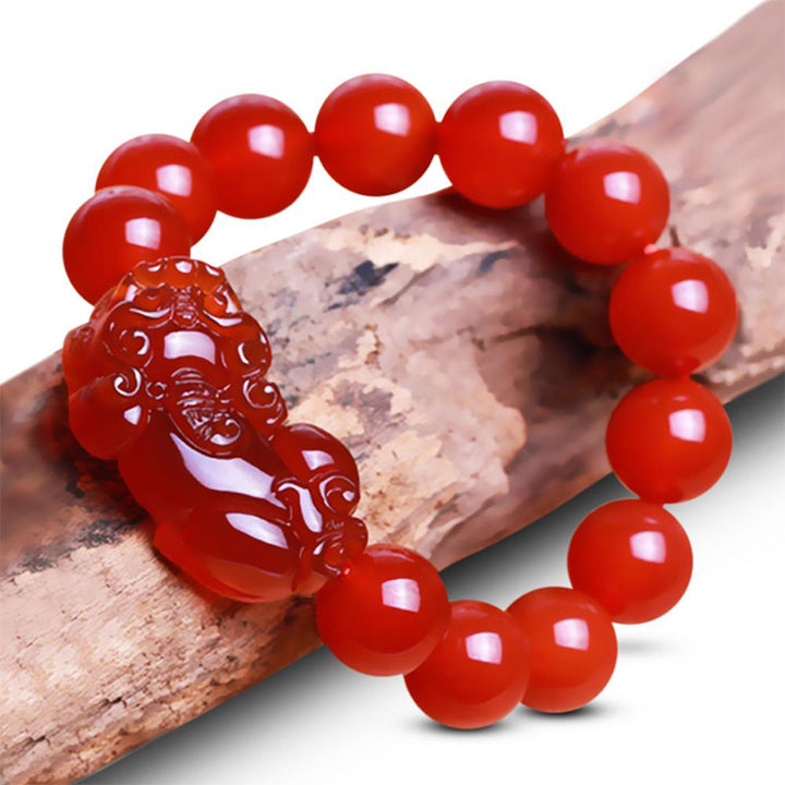 Bracelet porte-bonheur en agate rouge Buddha Stones