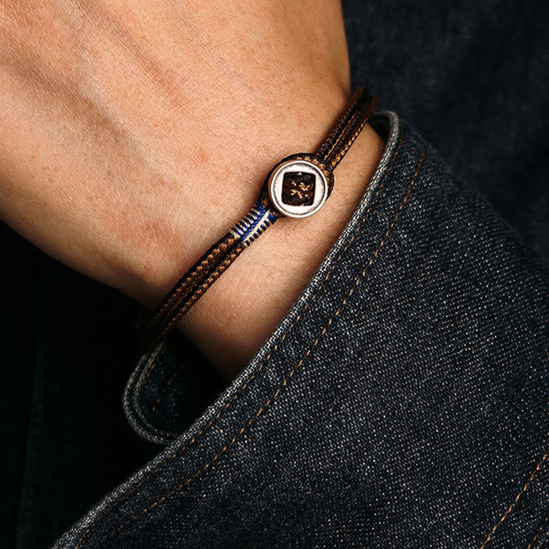 Bracelet en argent sterling 925 avec protection de bouton fait main et Buddha Stones