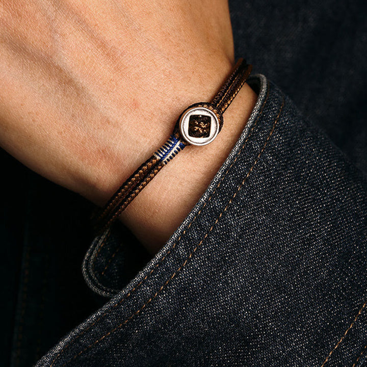 Bracelet en argent sterling 925 avec protection de bouton fait main et Buddha Stones