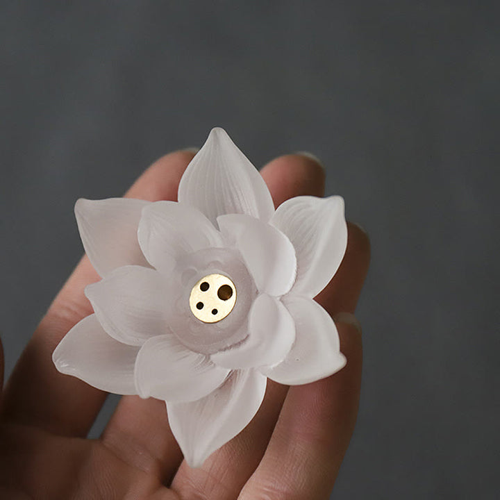 Brûle-encens en forme de bâton de méditation et de guérison en cristal Lotus Liuli de Buddha Stones - image 16