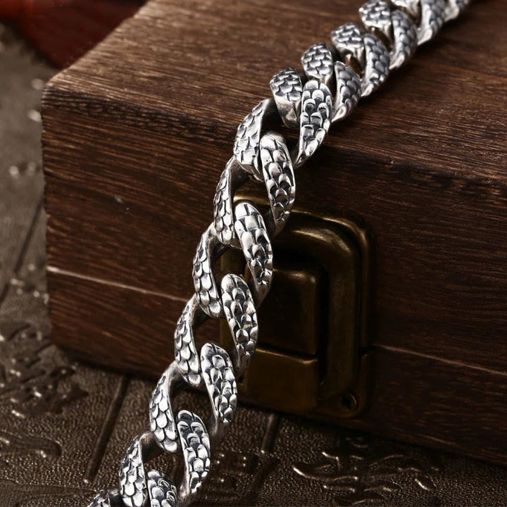 Bracelet de protection gravé à motif d'écailles de dragon rétro Buddha Stones