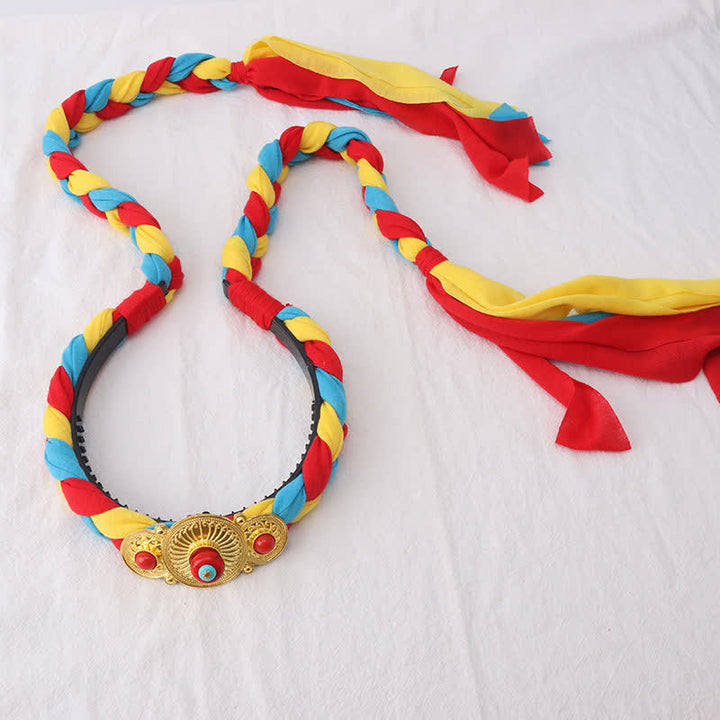 Accessoires pour cheveux en perles à pompon colorées tibétaines - Jaune - Trois perles - image 10